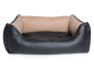 Preview: ADViN Kunstleder Hundebett schwarz-hellbraun 90x70 cm