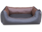 Preview: ADViN Kunstleder Hundebett schwarz-braun 110 x 90 cm