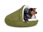 Preview: Hundebett Shell Fake Fur 120x120 cm olivgrüncremeweiss