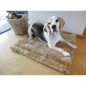 Preview: Lammfell Hundedecke Patchwork 140x60cm camel hellbraun