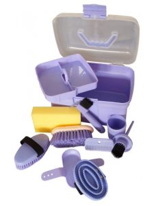 Pferde Putzbox Colour lila, 9-teiliges Putzset
