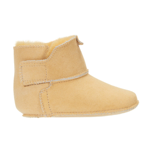 Lammfell Babyschuhe einfacher Klettverschluss mustard