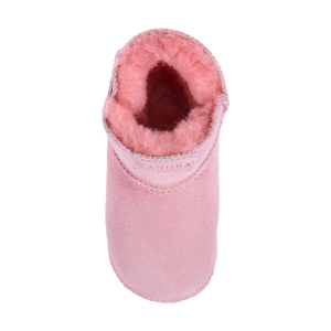 Lammfell Babyschuhe einfacher Klettverschluss pink-3
