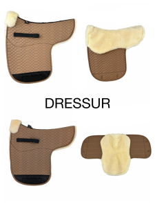 Preview: Satteldecke aus Lammfell Stofffarbe camel