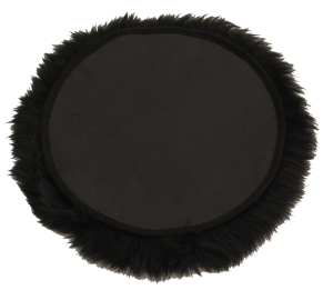 Sitzauflage aus Lammfell hochwollig rund 34cm schwarz
