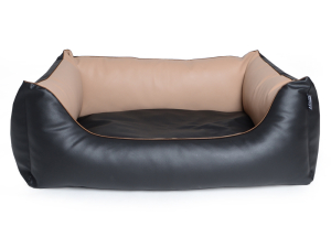 ADViN Kunstleder Hundebett schwarz-hellbraun 90x70 cm