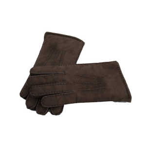 Finger Handschuhe Lammfell braun