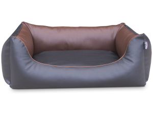 ADViN Kunstleder Hundebett schwarz-braun 110 x 90 cm