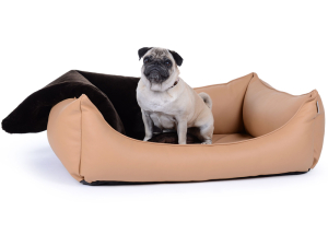 Hundebett Dreamcollection Kunstleder 110x90 cm hellbraun