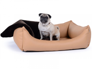 Hundebett Dreamcollection Kunstleder 130x110 cm hellbraun