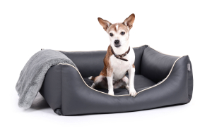 World Hundebett Kunstleder grau 90x70 cm