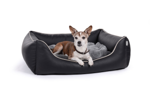 World Hundebett Kunstleder schwarz 110x90 cm