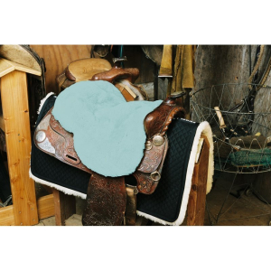 Sattelsitzbezug western Lammfell babyblau-3