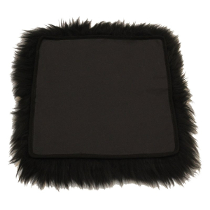 Sitzauflage aus Lammfell hochwollig quadratisch 40x40cm schwarz