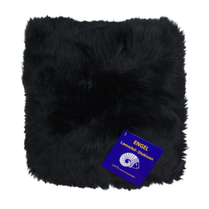 Sitzauflage aus Lammfell hochwollig quadratisch 40x40cm schwarz