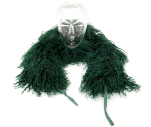 Tibet Lammfell Boa Schal dunkelgrün