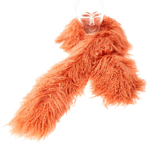 Tibet Lammfell Boa Schal lachsfarbend / hellorange