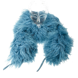 Tibet Lammfell Boa Schal blau