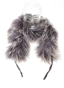 Tibet Lammfell Boa Schal dunkelgrau (Tops)