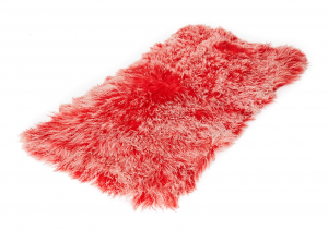 Tibet Lammfell Teppich rechteckig rot (Tops)