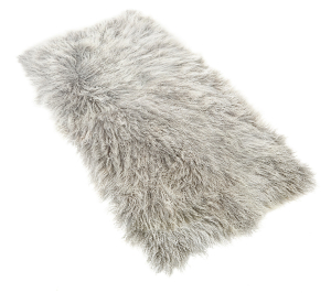Tibet Lammfell Teppich rechteckig silber grau (Tops)