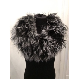 Tibet Lammfell Kragen 75 cm schwarz Tops-1