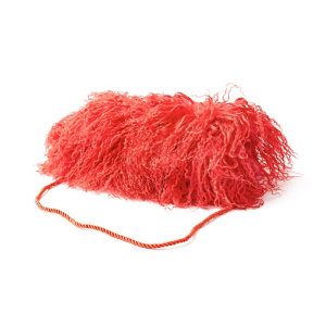 Tibet Lammfell Muff Handwaermer hell rot