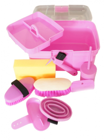 Pferde Putzbox Colour pink, 9-teiliges Putzset