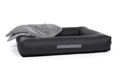 Montreal Hundebett Kunstleder schwarz 130x110 cm
