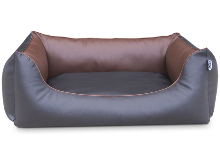 ADViN Kunstleder Hundebett schwarz-braun 90x70 cm
