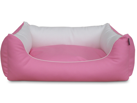 ADViN Kunstleder Hundebett weiss-pink 90x70 cm