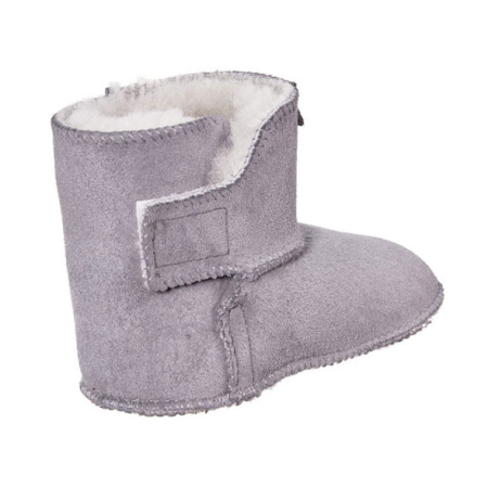 Lammfell Babyschuhe einfacher Klettverschluss grau-weiss-2