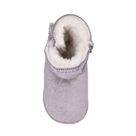 Lammfell Babyschuhe einfacher Klettverschluss grau-weiss-3