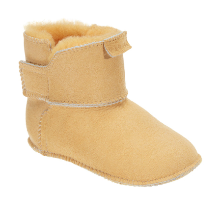 Lammfell Babyschuhe einfacher Klettverschluss mustard-1