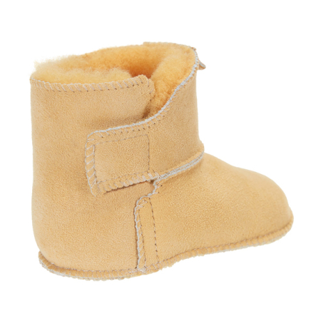 Lammfell Babyschuhe einfacher Klettverschluss mustard-2