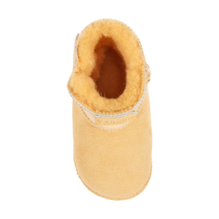 Lammfell Babyschuhe einfacher Klettverschluss mustard-3