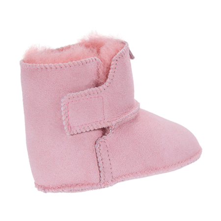 Lammfell Babyschuhe einfacher Klettverschluss pink-2