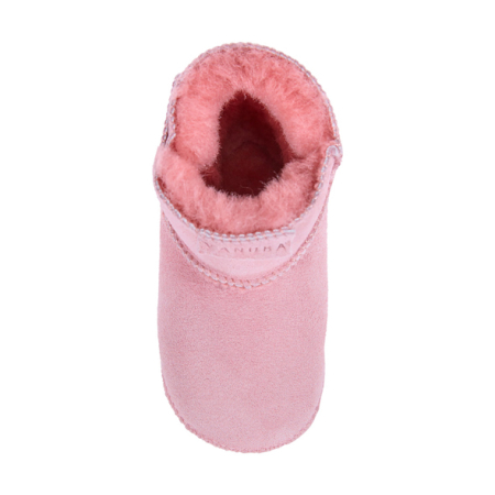 Lammfell Babyschuhe einfacher Klettverschluss pink-3