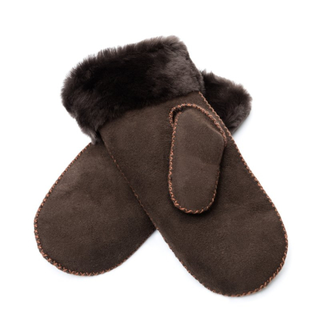 Fäustlinge Lammfell Lederhandschuhe braun-1