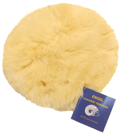 Sitzauflage aus Lammfell hochwollig rund 34cm champagner