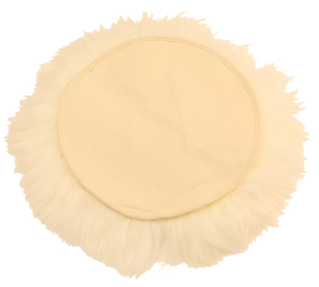 Sitzauflage aus Lammfell hochwollig rund 34cm weiss