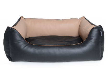 ADViN Kunstleder Hundebett schwarz-hellbraun 110 x 90 cm