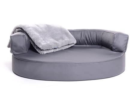 Hundebett Atlanta Kunstleder 70x50 cm grau