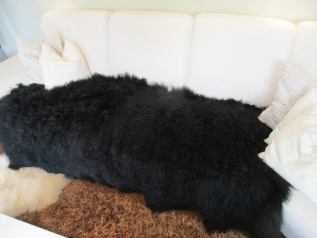 Tibet Lammfell Bettauflage schwarz