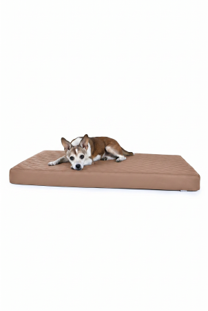 Nuvola Hundematte aus Kunstleder gesteppt 80x60 cm hellbraun