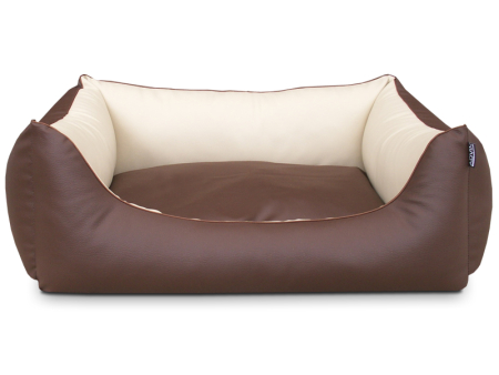 ADViN Kunstleder Hundebett braun-creme 110 x 90 cm