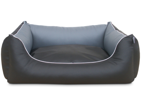 ADViN Kunstleder Hundebett schwarz-grau 110 x 90 cm