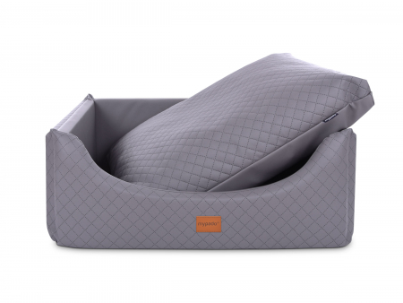 Alma Hundebett Kunstleder silber 90x70 cm-1