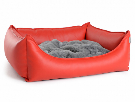 Hundebett Dreamcollection Kunstleder 130x110 cm rot-1