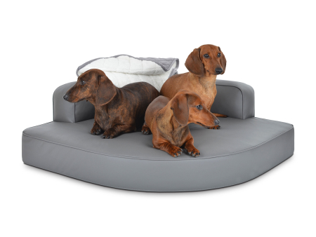 Hundebett Esquina Kunstleder 80x80 silber